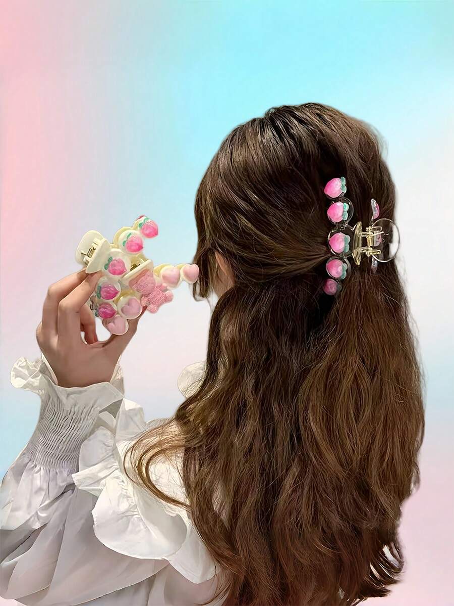 1 kẹp tóc hoa hồng, phụ kiện tóc chống trượt, kẹp tóc hoa trà, phù hợp với phụ nữ và trẻ em gái có mái tóc dày, trung bình và mỏng - Nhiều màu - Xem 1