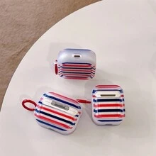 Vỏ bảo vệ tai nghe AirPods 1/2 sọc đỏ xanh, Vỏ bảo vệ tai nghe AirPods Pro chống rơi bằng silicon tương thích với Airpods 3/4 - trong suốt - Xem 8