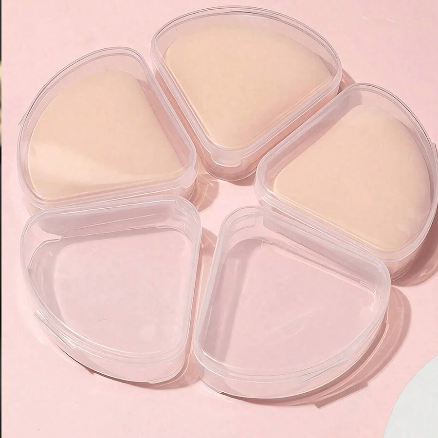 Hộp đựng 6 bông phấn, Hộp đựng mút trang điểm du lịch di động hình tam giác đựng bông phấn trong suốt nhỏ 1/2/5 chiếc Hộp đựng bông phấn hình tam giác trong suốt, Hộp rỗng, Vỏ đệm khí bông gòn dạng kẹo bông phấn di động, Hộp đựng cơm nắm hình tam giác đựng bông phấn nhỏ trong suốt, Hộp đựng khô và ướt chống bụi Puff - Trong sáng - Xem 1