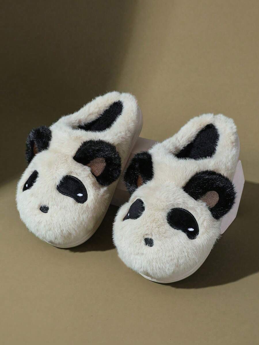 Winter Damen Thermoschuhe, Hausschuhe aus Plüsch mit warmem, fluffigem Cartoon Bär Design für drinnen