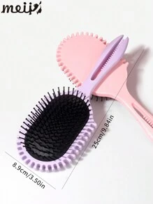 新款多功能卷发气垫梳，1 件带手柄椭圆形气垫梳，定型梳，顺发梳，专业发型梳，弹跳发刷， - 彩色 - 查看 6