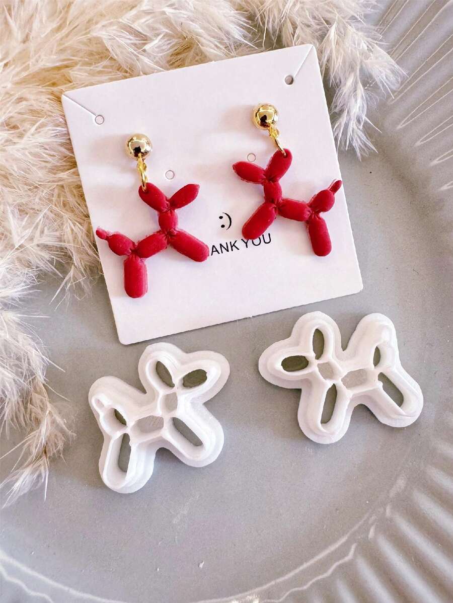 2pcs Dog Balloon Clay Cutters | Christmas Polymer Clay Cutter | Winter Polymer Clay Cutter | Clay Earring Cutters | Jewelry Making | Polymer Clay Tools - White - View 1