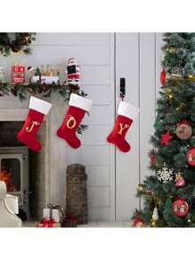 1 Pc Christmas Gold Velvet Cloth Letter Christmas Stockings Decoration, Red High-End Gold Velvet Letter Stockings Diy Name Christmas Stockings, Mother Gift Stockings, Creative Christmas Tree Ornaments, Holiday Party Atmosphere Decoration Props, Candy Gift Bags, Christmas Decorations, Home Decoration Room Decor Winter Christmas Decorations Home Christmas Gifts Christmas Decor