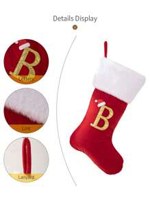 1 Pc Christmas Gold Velvet Cloth Letter Christmas Stockings Decoration, Red High-End Gold Velvet Letter Stockings Diy Name Christmas Stockings, Mother Gift Stockings, Creative Christmas Tree Ornaments, Holiday Party Atmosphere Decoration Props, Candy Gift Bags, Christmas Decorations, Home Decoration Room Decor Winter Christmas Decorations Home Christmas Gifts Christmas Decor
