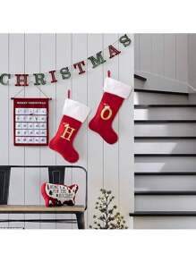 1 Pc Christmas Gold Velvet Cloth Letter Christmas Stockings Decoration, Red High-End Gold Velvet Letter Stockings Diy Name Christmas Stockings, Mother Gift Stockings, Creative Christmas Tree Ornaments, Holiday Party Atmosphere Decoration Props, Candy Gift Bags, Christmas Decorations, Home Decoration Room Decor Winter Christmas Decorations Home Christmas Gifts Christmas Decor