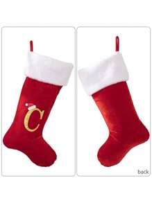 1 Pc Christmas Gold Velvet Cloth Letter Christmas Stockings Decoration, Red High-End Gold Velvet Letter Stockings Diy Name Christmas Stockings, Mother Gift Stockings, Creative Christmas Tree Ornaments, Holiday Party Atmosphere Decoration Props, Candy Gift Bags, Christmas Decorations, Home Decoration Room Decor Winter Christmas Decorations Home Christmas Gifts Christmas Decor