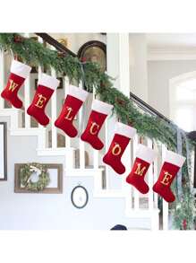 1 Pc Christmas Gold Velvet Cloth Letter Christmas Stockings Decoration, Red High-End Gold Velvet Letter Stockings Diy Name Christmas Stockings, Mother Gift Stockings, Creative Christmas Tree Ornaments, Holiday Party Atmosphere Decoration Props, Candy Gift Bags, Christmas Decorations, Home Decoration Room Decor Winter Christmas Decorations Home Christmas Gifts Christmas Decor