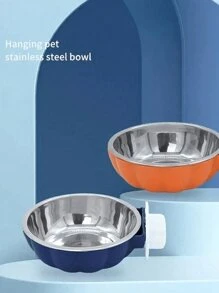 1 件，蓝色/黄色/橙色不锈钢悬挂式宠物碗，悬挂式宠物食盆，带安全盖的可拆卸升降喂食器，可拆卸不锈钢宠物笼碗悬挂式食物和水喂食器，小动物食盆和水盆，仓鼠大鼠，南瓜形不锈钢小型宠物食盆和水盆，独特的宠物设计，耐用的宠物用品，适用于兔子、大鼠、仓鼠、鸟类、松鼠