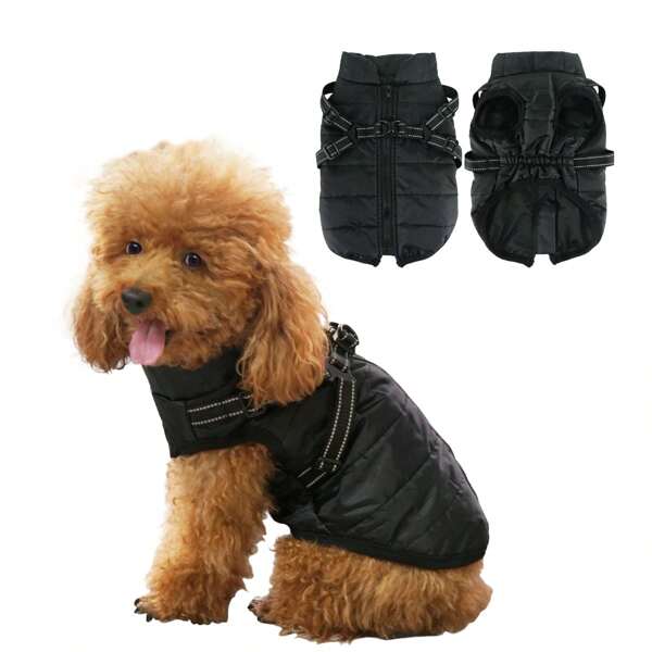 1pc Dog Waterproof Jacket With Reflective Strap, Warm Vest For Medium To Small Dogs, Suitable For Autumn/Winter