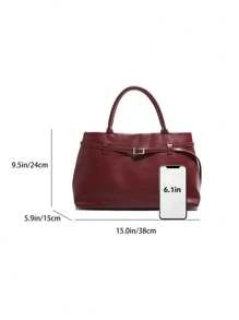 Niche Design 2024 Jesień/Zima Nowy styl PU Kotwica Czerwona Klamra Uchwyt Torba Tote, Swobodna Slouchy Minimalistyczna Torebka Do Pracy Dla Kobiet