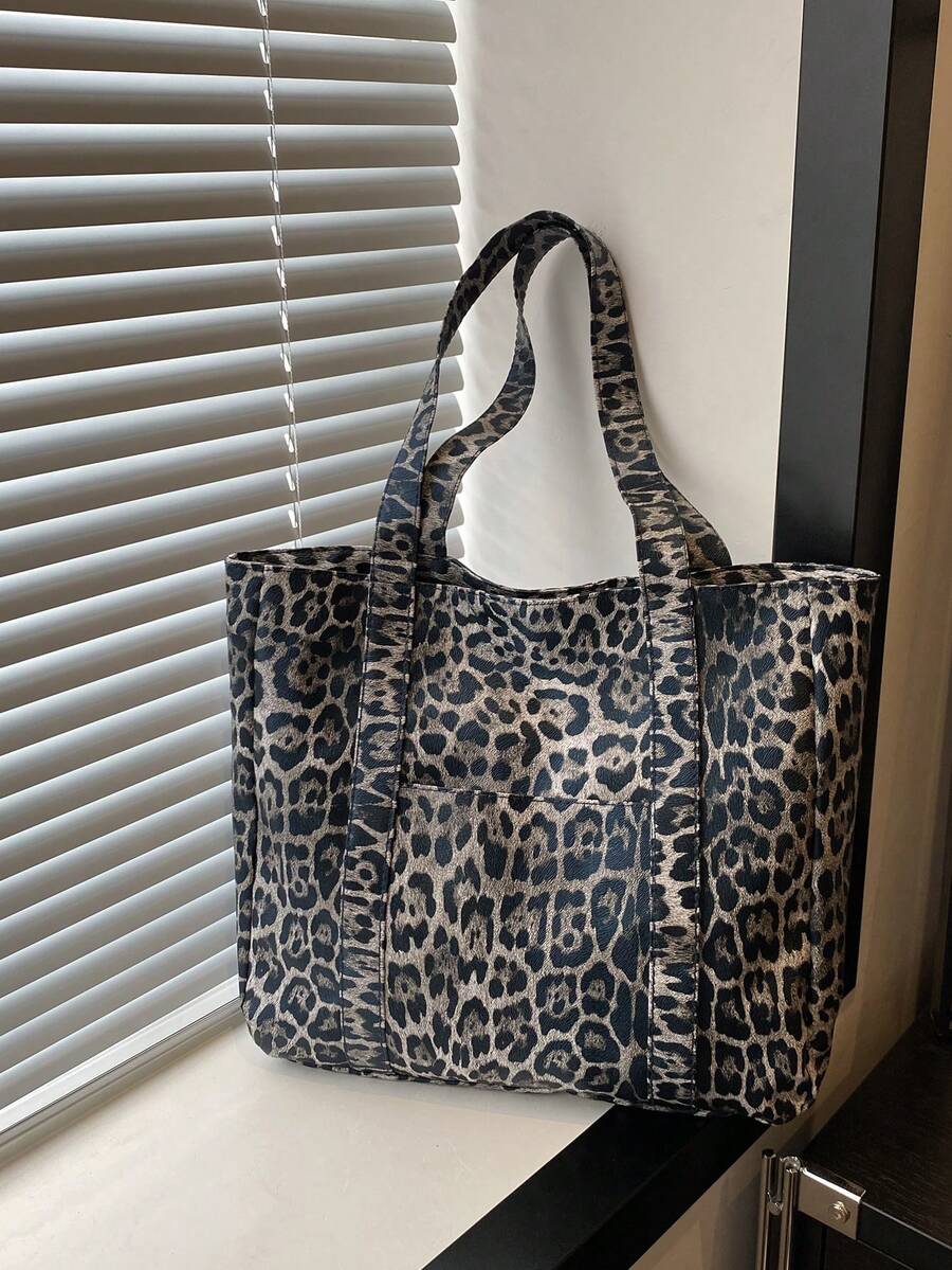 Túi đeo vai họa tiết da báo thời trang dành cho nữ có sức chứa lớn, thích hợp cho du lịch và đi chơi - màu đen - Xem 1