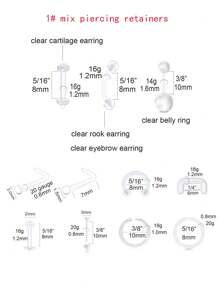 CIZME 透明鼻钉、透明鼻环（适合工作场所佩戴）、透明塑料鼻钉固定器（适用于手术）、鼻环垫、鼻环固定器、鼻中隔固定器、透明唇环、塑料耳环 - 無色 - 查看 5