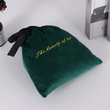 1pc Deluxe Velvet Embroidered Drawstring Pouch - Elegant Cosmetic And Trinket Storage Bag, Matte Finish, Suitable For Any Room, Gift Packaging Valentine's Day