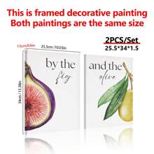 2 pièces/set Peinture murale suspendue sur canevas, ensemble d'impression de peinture murale islamique à la figue et à l'olive, décoration de cuisine islamique à l'aquarelle, affiche d'art islamique, cadeau pour maman, décoration de la maison