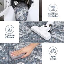 Boho Distressed Modern Printed Area Rug Soft Non Shedding Non Slip Carpet Low Pile Easy To Clean Indoor Floorcover Stain Resistant Home Decor Mat Throw Rug For Bedside Laundry Kitchen Living Room Bedroom Dining Room - 藍色 - 查看 5