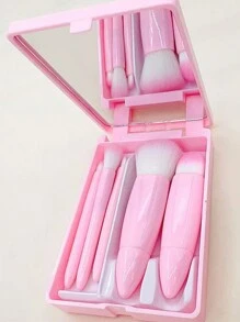 Personalized Name Picture 5 Makeup Brush Set Travel With Mirror Eyeshadow Loose Powder Blush Brush Makeup Concealer Brush Beauty Tools