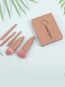 Personalized Name Picture 5 Makeup Brush Set Travel With Mirror Eyeshadow Loose Powder Blush Brush Makeup Concealer Brush Beauty Tools