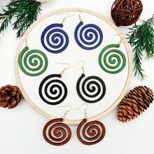 Bộ hoa tai gỗ phong cách Bohemian thời trang - Cổ điển tối giản, Đa năng, Chủ đề kỳ nghỉ, Thiết kế khoét rỗng, Chốt hoa tai bằng kim loại, Thích hợp để đeo hàng ngày/đi nghỉ, Mọi mùa, Phụ kiện thời trang dành cho nữ - ốc xoắn ốc - Xem 4