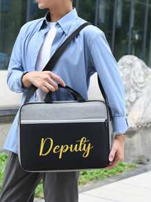 Spersonalizowana, haftowana torba do przechowywania laptopa, lekka teczka z wewnętrzną przegrodą, duża pojemność, modna torba na ramię do dojazdów do pracy, biznesowa torba na komputer, oficjalna torba do dojazdów do pracy w blokach kolorów