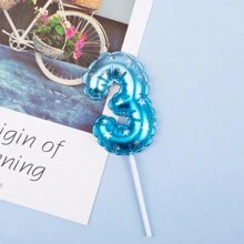 Blue Balloon Shaped Digital Birthday Candle Plugin Baking Cake Candle Decoration Decoration