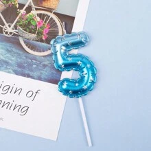 Blue Balloon Shaped Digital Birthday Candle Plugin Baking Cake Candle Decoration Decoration