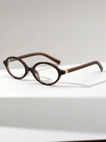 1 Pair Oval Small Frame Casual Fashion Street Look Plano Lenses Eyeglasses For Women - Transparent 1 - View 14