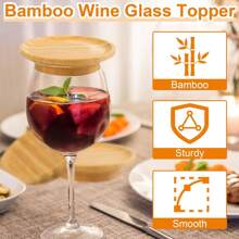 1pc Bamboo Wine Glass Cover, Multipurpose Party Dessert Server, Bug & Dust Proof Leak-Proof Round Bamboo Wood Lid For Wine Glass, Suitable For Party, Home Gatherings, Bars