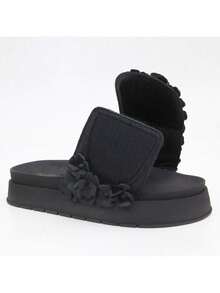 Colorful Flower Sandals Leather Slippers Summer Fashion 2024 2025 - 黑色 - 查看 5