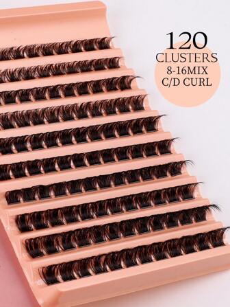 120 st. D-Curl naturliga fluffiga färdiga volymfransförlängningar, 8-16 mm längd, 0,07 mm tjocklek, C/D superlätt förpackning, 10 rader vattentäta minkögonfransar med enkla kluster, 3D-konturerade fransar, långvariga och hållbara, gör-det-själv-handgjorda, lämpliga för lätt, tung smink och vardagsbruk, bärbara och lämpliga för daglig användning eller utomhusbruk