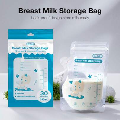 30pcs/150pcs 250ml Breast Milk Storage Bags, Space Saving Pouring Spout Design - Suitable For Breastfeeding Made Of PET Material