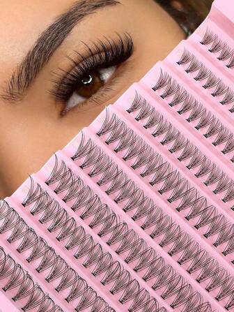 ICHICKISS 200pcs/Set Fake Eyelashes, D Curl, 10D, Natural Crossing Fluffy Lashes, 8-16mm Mixed Length, 0.07mm Lightweight Lashes, Reusable Self-Adhesive Lashes, Suitable For Holidays And Parties