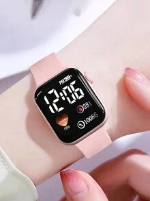 2 件套时尚优雅方形儿童电子表可爱数字电子表儿童礼物 - 彩色 - 查看 4