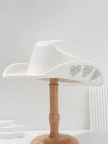 1pc Unisex Unique Solid Shiny Faux Pearl & Crystal Heart Design Head Band Hat, Novelty Punk Style Cowboy Hat, Bride Veil Hat For Gift - Heart - View 11