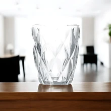 Jogo 6 Copos Vidro Diamond 270ml Linha Premium Luxo Copos Reforçados Vidro Grosso Água Suco Drinks Mesa Bar Elegante