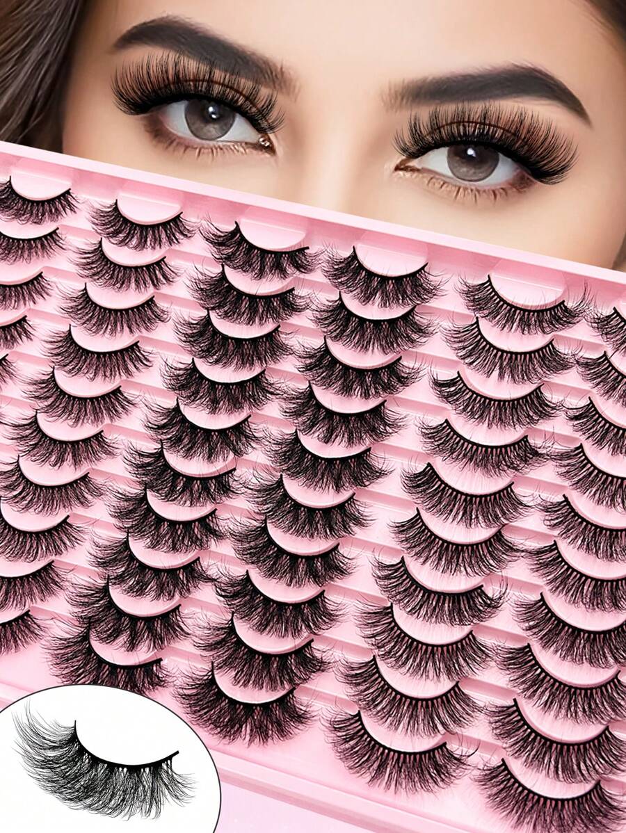 30 Pairs Mixed Pack Natural Crossover False Eyelashes, Handmade Lengthened Thick Curly Eyelashes Artificial 3D Faux Mink Eyelashes D Curvature Makeup Tools Hot Sellers For Daily Life,Gift For Christmas. - Cat Eye Lashes - View 1