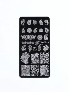 1 khuôn dập móng nghệ thuật họa tiết Paisley, thiết kế hoa lá Totem, khuôn bằng thép không gỉ, dụng cụ tự làm móng nghệ thuật. - Bạc - Xem 7