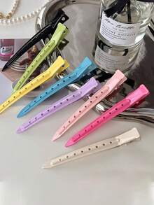 8 件/套彩色简易夹子发型鸭嘴夹适用于化妆、发型设计 - 彩色 - 查看 3