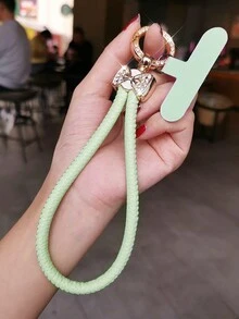 水钻蝴蝶结皮革腕带，女士时尚手机挂绳短款奢华装饰 - 彩色 - 查看 13