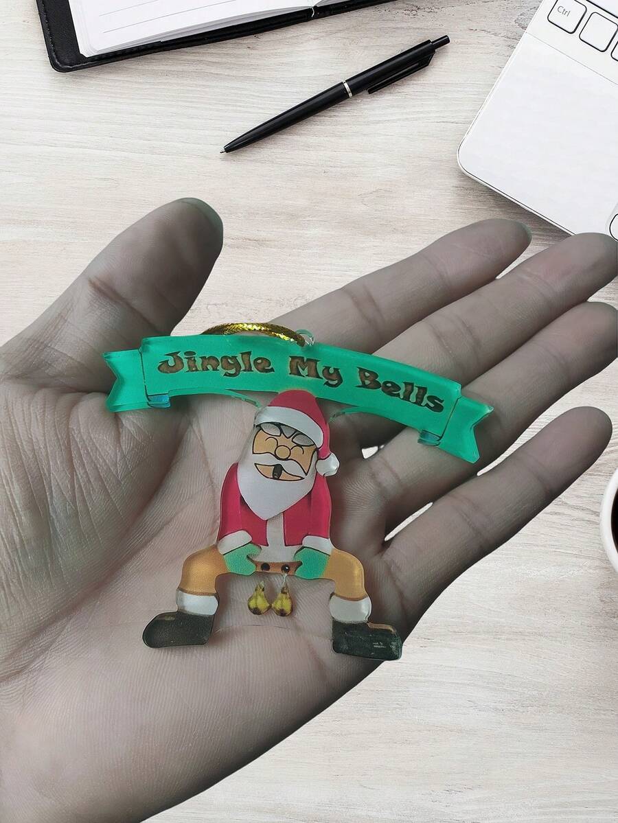 1pc Acrylic 2D Santa Claus Decorations With Bells Fun Christmas