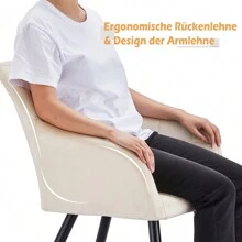 CLIPOP Dining Room Chairs Set Of 2/4 Made Of Velvet/Teddy Velvet Kitchen Chair Upholstered Chair Armchair With Armrest Backrest Padded Seat Metal Legs Living Room Chair Armchair For Kitchen Dining Room Living Room - 米色 - 查看 4