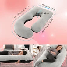 Almohada para embarazadas, almohada de cuerpo entero en forma de U para apoyar el sueño, almohada para embarazadas, con funda de terciopelo extraíble, color negro y gris - Negro y gris - Ver 9