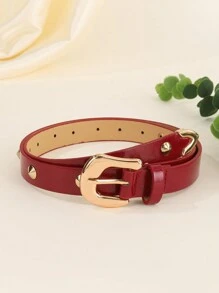 1 Pc Women's Luxury Casual Multi-Color Rivet Crocodile Grain Leather Belt, Versatile Daily Accessory