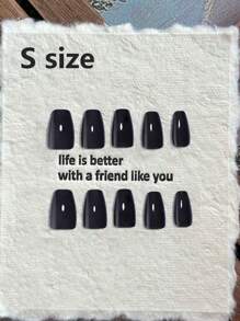 10Pcs Handmade Press-On Nails: Short Square Black Solid Color Fake Nail Set For Instant Glamour, Includes 1Pc Jelly Gel & 1Pc Nail File Nail Supplies Nails - Black - View 20