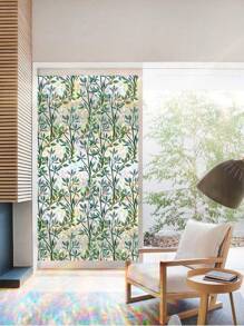 1 Roll Colorful Static Cling Glass Window Privacy Film, 3D Rainbow Vine Leaf Double-Sided Static Cling Glass Sticker, 11.84/19.68 Inch Wide, Multiple Sizes Available, Curtains For Living Room, Christmas Party, LPS Christmas Backdrop - Multicolor - View 24