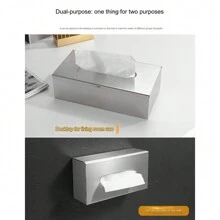 1pc Countertop Tissue Box, Stainless Steel Facial Tissue Dispenser, Napkin Holder, Can Be Placed On Countertop Or Wall-Mounted, For Living Room, Dining Room, Bathroom, Bedroom, Home Essential - Available In Glossy, Brushed, Black, Gold Home Bathroom Decor Bathroom Organizer Summer Back To School
