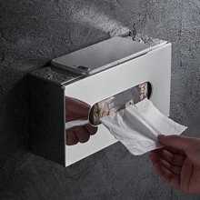 1pc Countertop Tissue Box, Stainless Steel Facial Tissue Dispenser, Napkin Holder, Can Be Placed On Countertop Or Wall-Mounted, For Living Room, Dining Room, Bathroom, Bedroom, Home Essential - Available In Glossy, Brushed, Black, Gold Home Bathroom Decor Bathroom Organizer Summer Back To School