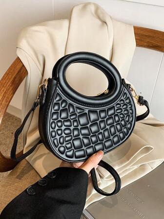 全新时尚复古水桶包小巧百搭单肩包斜挎包柔软钻石造型迷你包