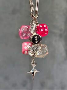 1pc Unisex Handmade Fate Dice Keychain Unique Subculture Style Accessory Pink Contrast Color Bag Charm Christmas Gifts Gift Thanksgiving Y2K - Multicolor - View 2
