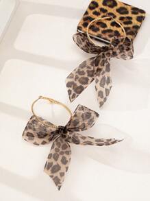 1 زوج من حلقات الأذن المطرزة بالفيونكة ذات النمط الفهد المبالغ فيه، مناسبة للنساء للارتداء في المآدب والحفلات والزفاف وعيد الحب