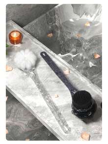 1 件透明/黑色双面长柄沐浴刷，自擦洗去角质沐浴丝瓜络 - 彩色 - 查看 6